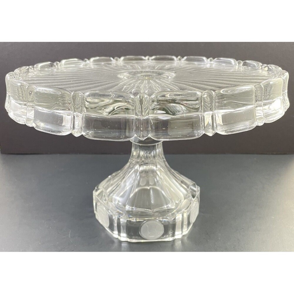Fostoria Bicentennial Coin Glass Cake Stand Clear 10.5 x 7" Vintage